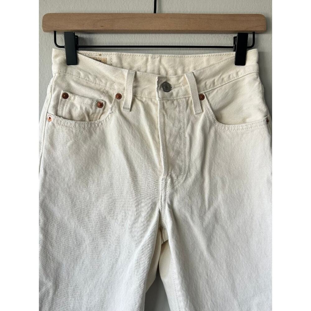Levi’s Premium 501 Original Cropped Jeans White W24 L26 High Rise Staight Leg - Picture 4 of 12